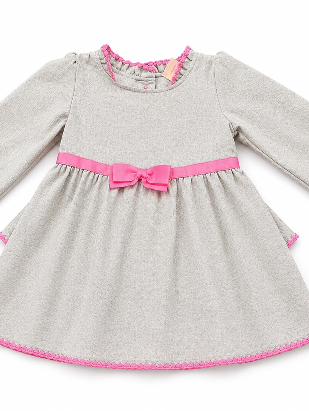 Jillian’s Closet Girls 5T Gray Pink Bow Ruffle Tiered Dress